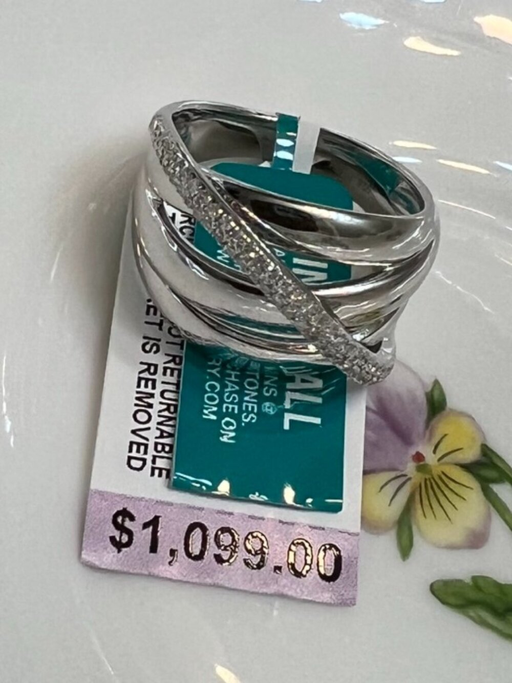 EFFY DIAMOND CROSSOVER Multirow Ring (NWT)